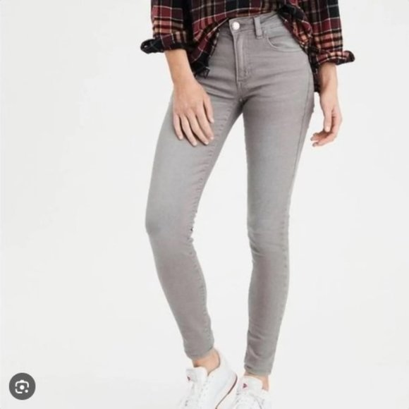 American Eagle Gray Super Stretch Jegging Skinny Jeans- Sz. 4 - Picture 1 of 10